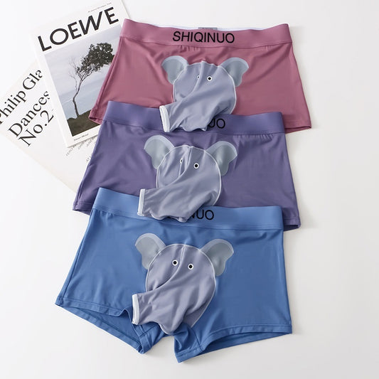 Funny Underwear for Men: Elephant Trunk Boxer Briefs - Gray Blue / L - Shehealth