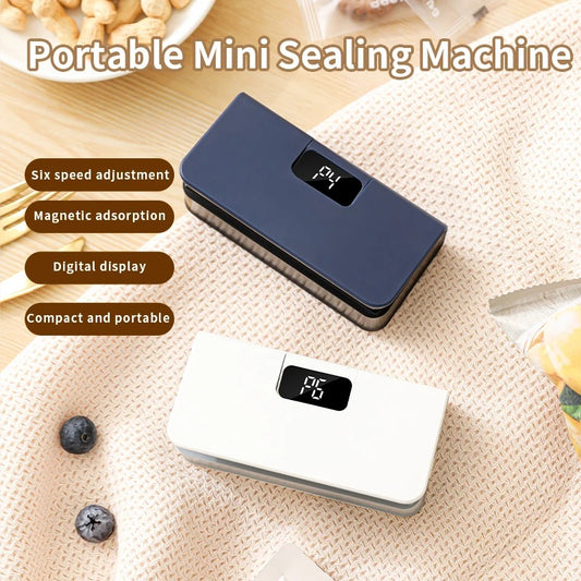 Rechargeable Mini Bag Sealer, 6-Speed Digital Press
