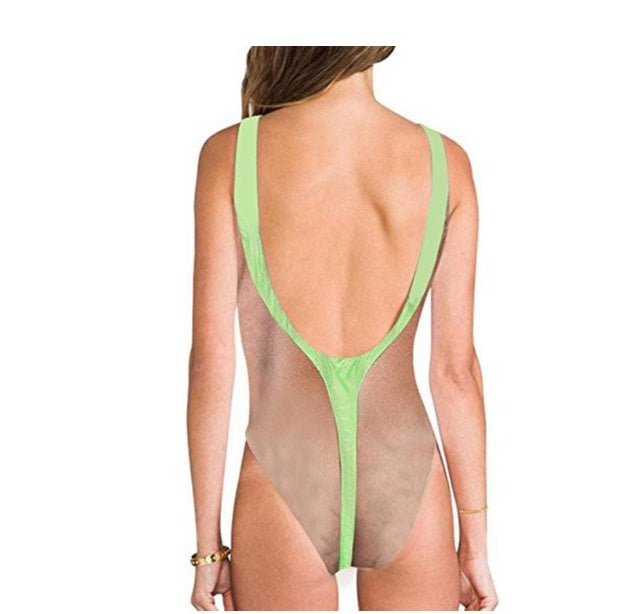 Funny Hairy Chest One-Piece Swimsuit Women Novelty