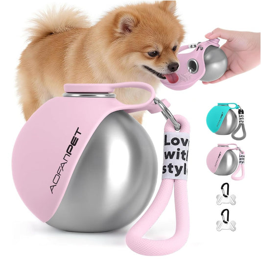 Portable Dog Water Bottle with Built-In Bowl