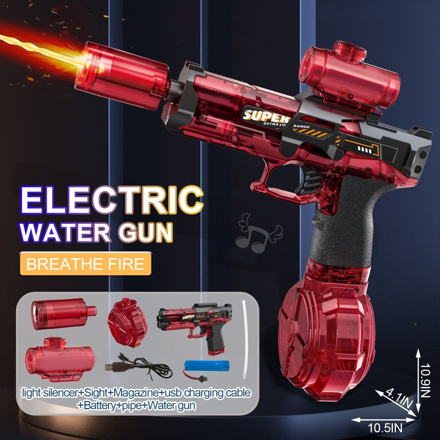 Electric Water Gun with Fire Light Effect