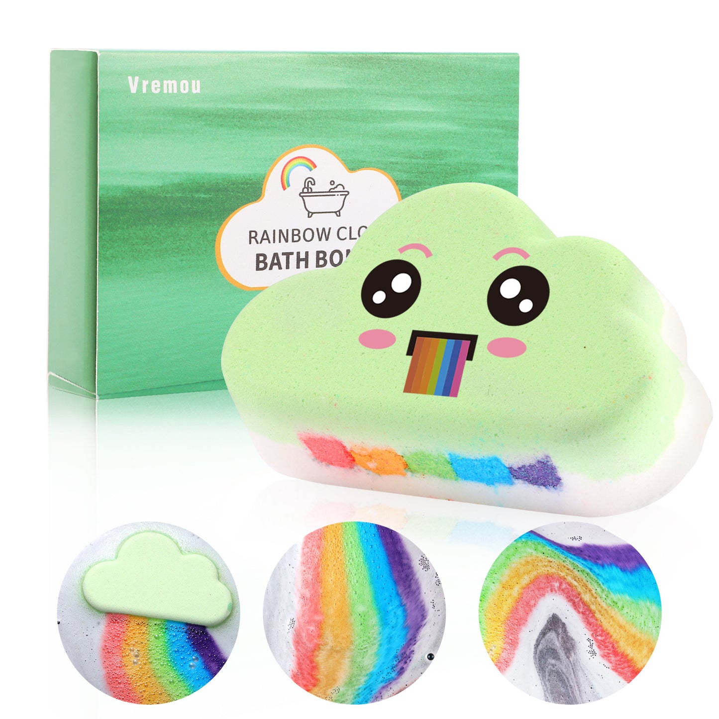 Rainbow Cloud Bath Bomb Set - Green Eucalyptus - Shehealth