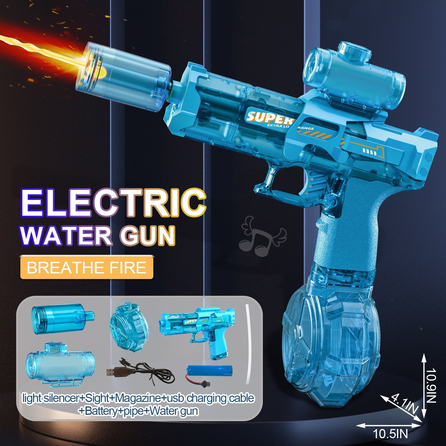 Electric Water Gun with Fire Light Effect