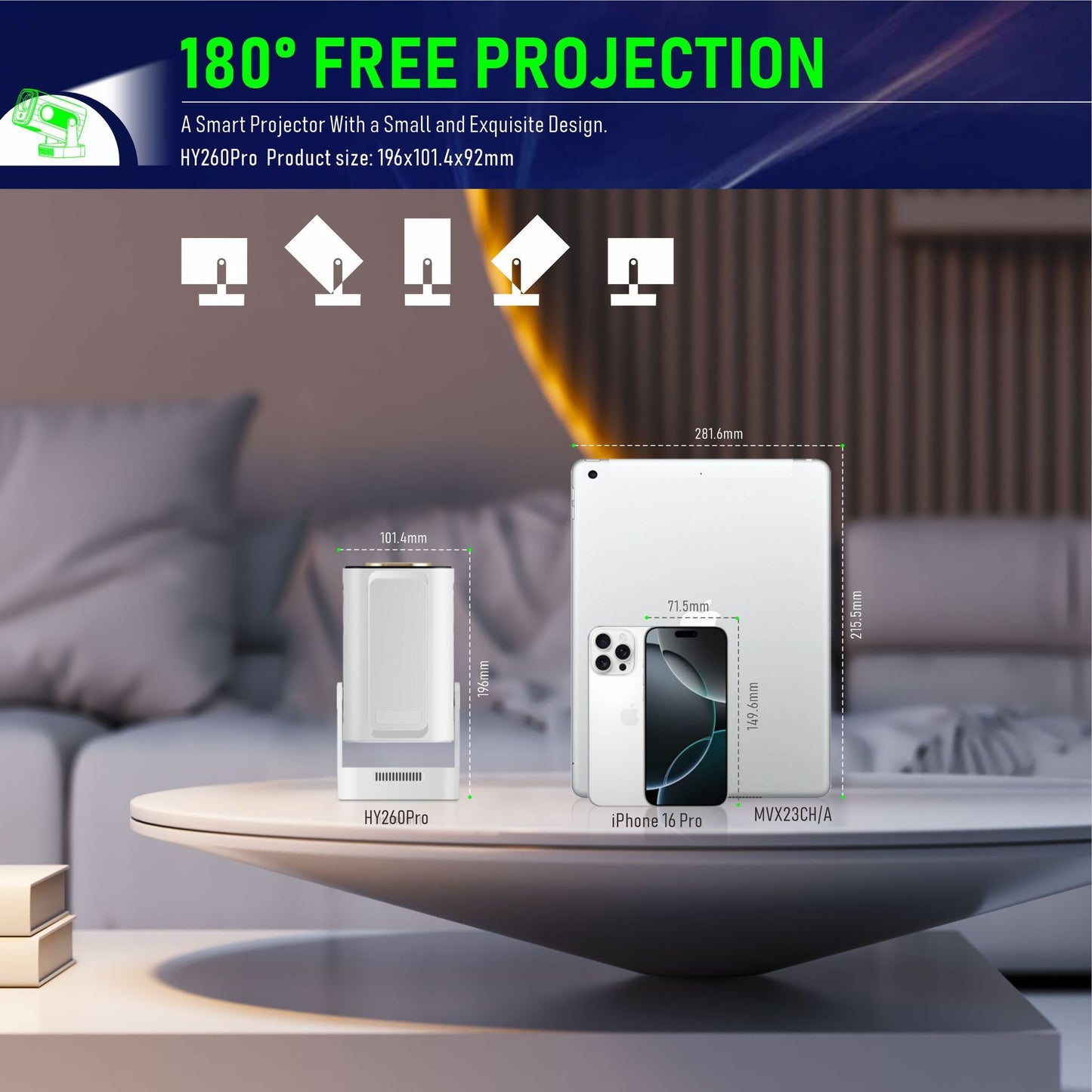 Smart Home Projector, Any Wall or Ceiling