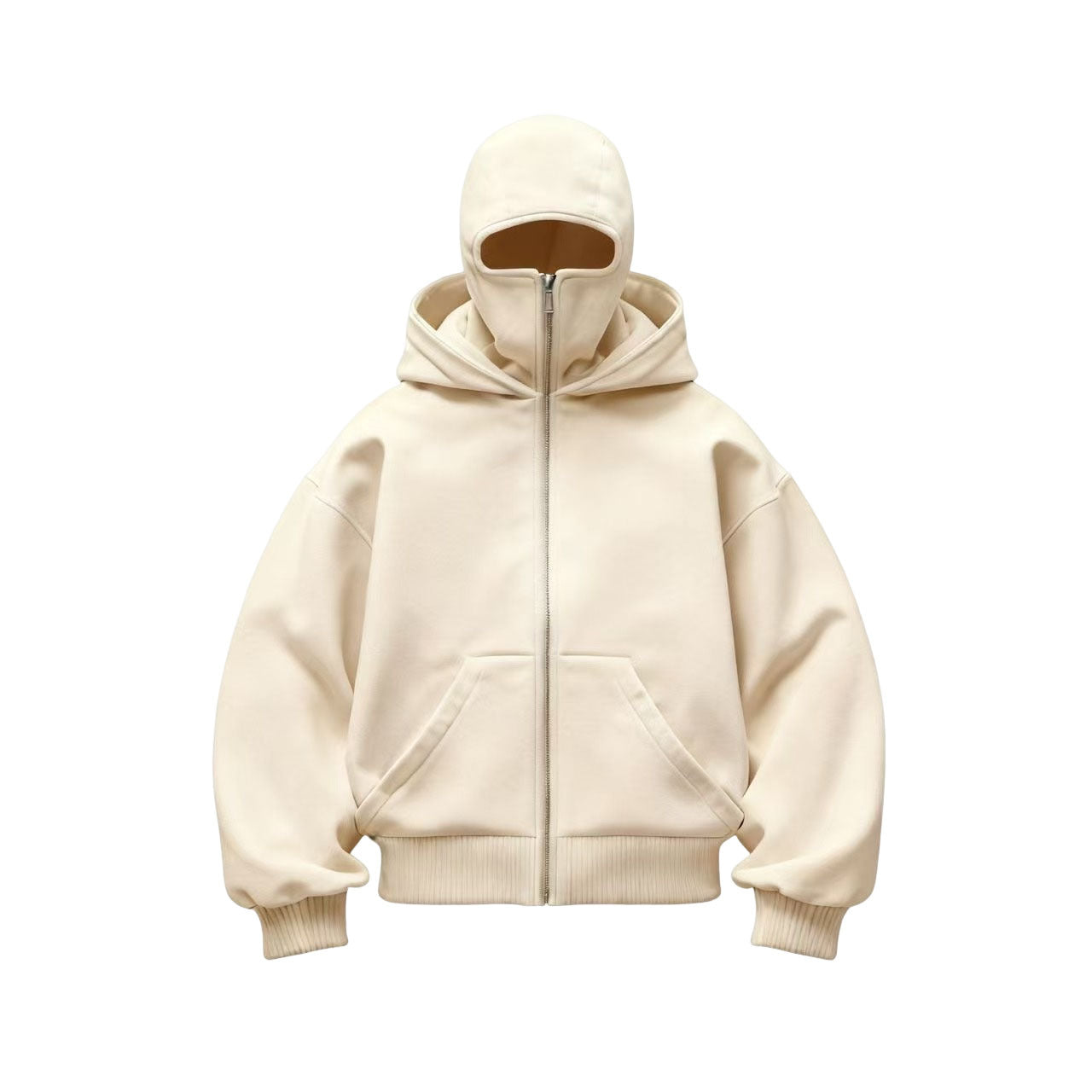 Balaclava Zip Hoodie with Built-In Face Mask - Khaki / S - Shehealth