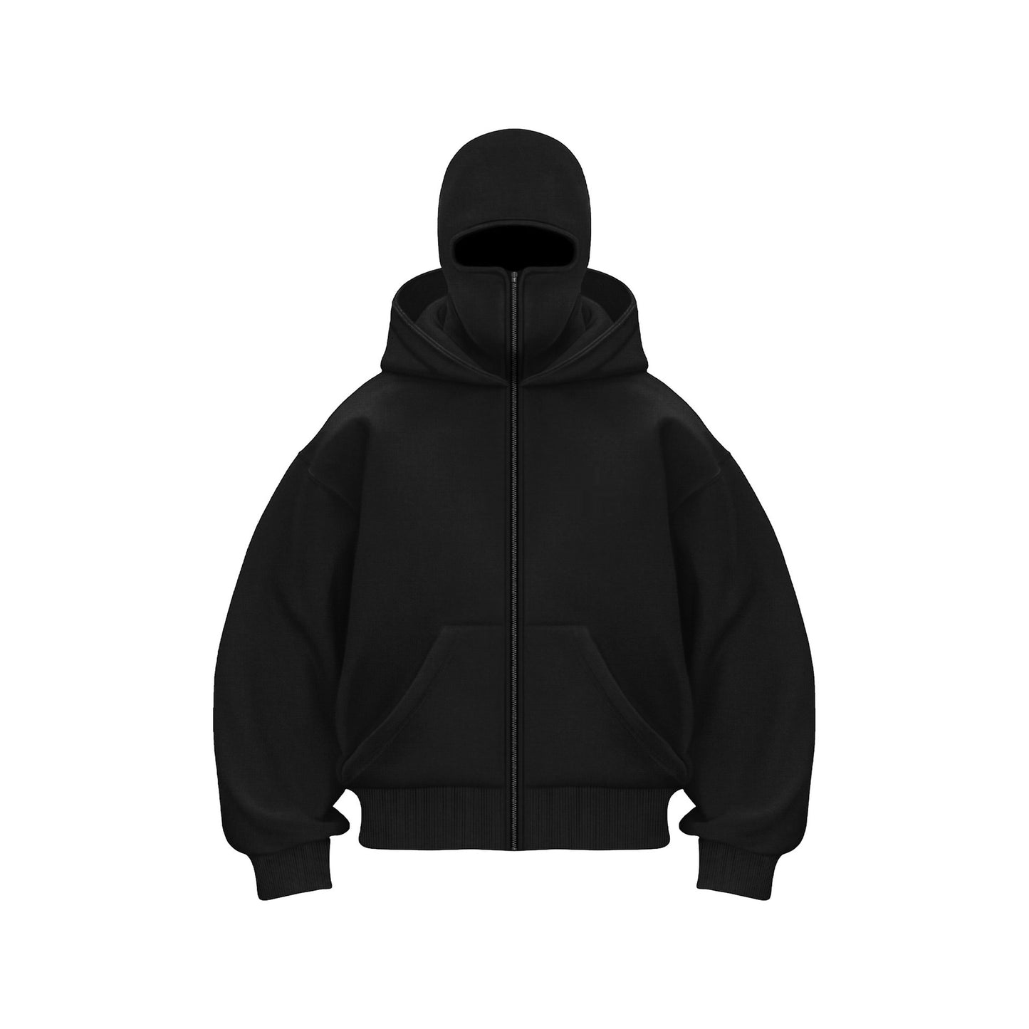 Balaclava Zip Hoodie with Built-In Face Mask - Black / S - Shehealth