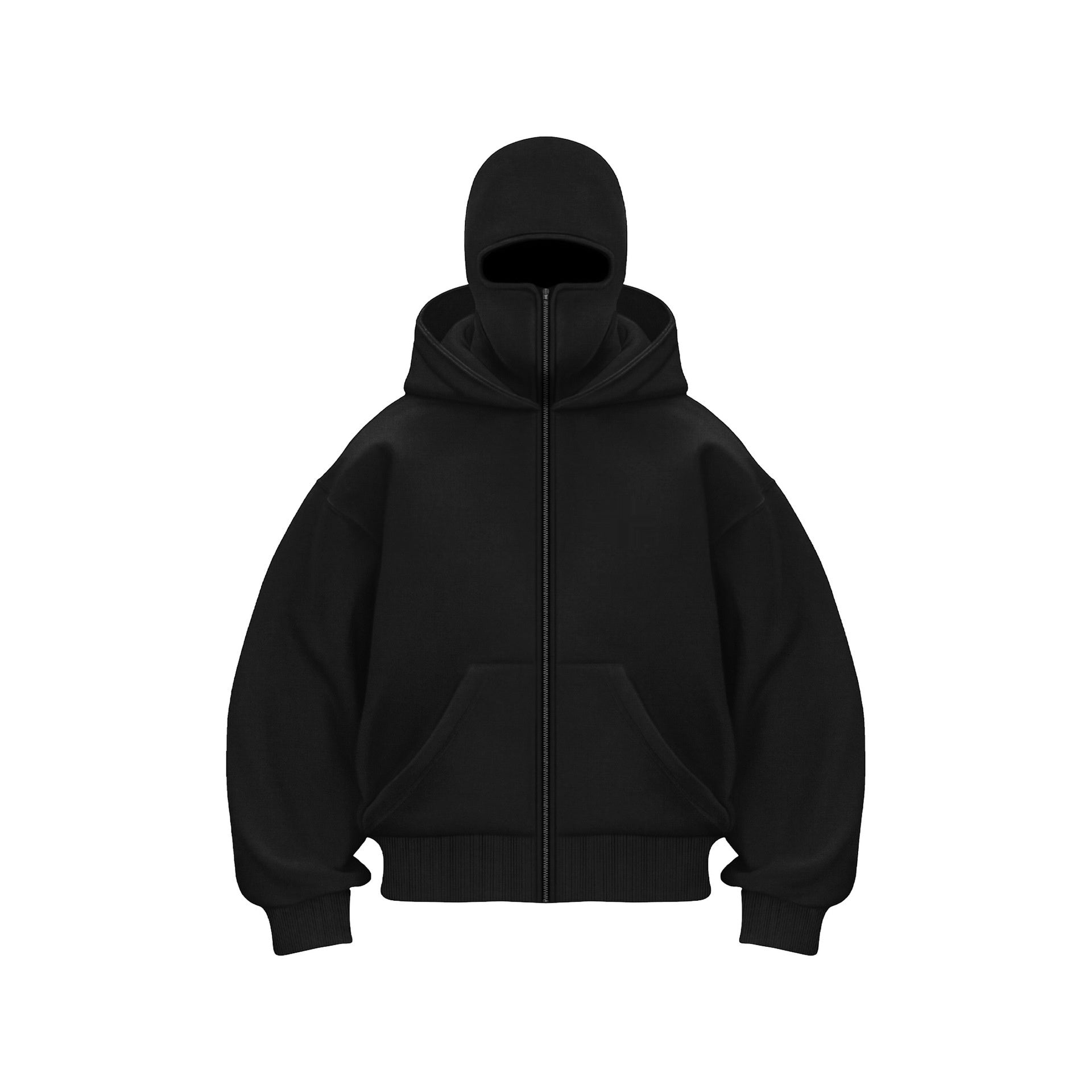 Balaclava Zip Hoodie with Built-In Face Mask - Black / S - Shehealth