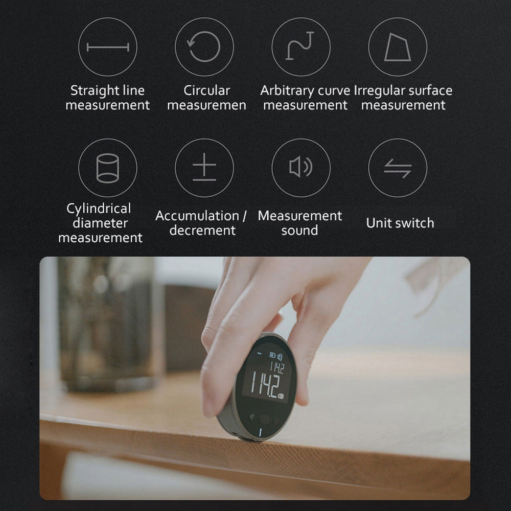 Digital Tape Measure: Instantly Measure Any Curve or Surface - Black - Shehealth