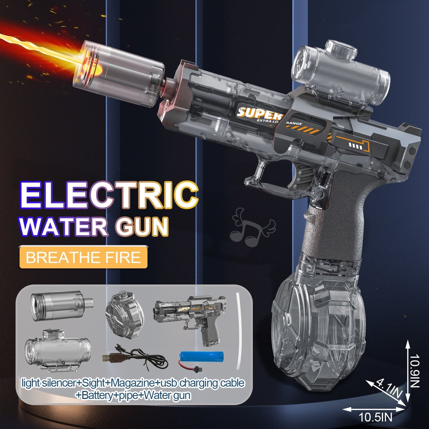 Electric Water Gun with Fire Light Effect