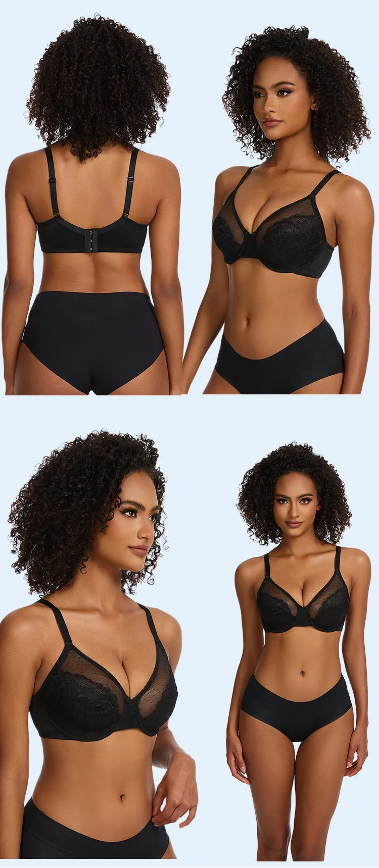 Minimizer Bra, Full Coverage Everyday Support - 34C / Black - Shehealth