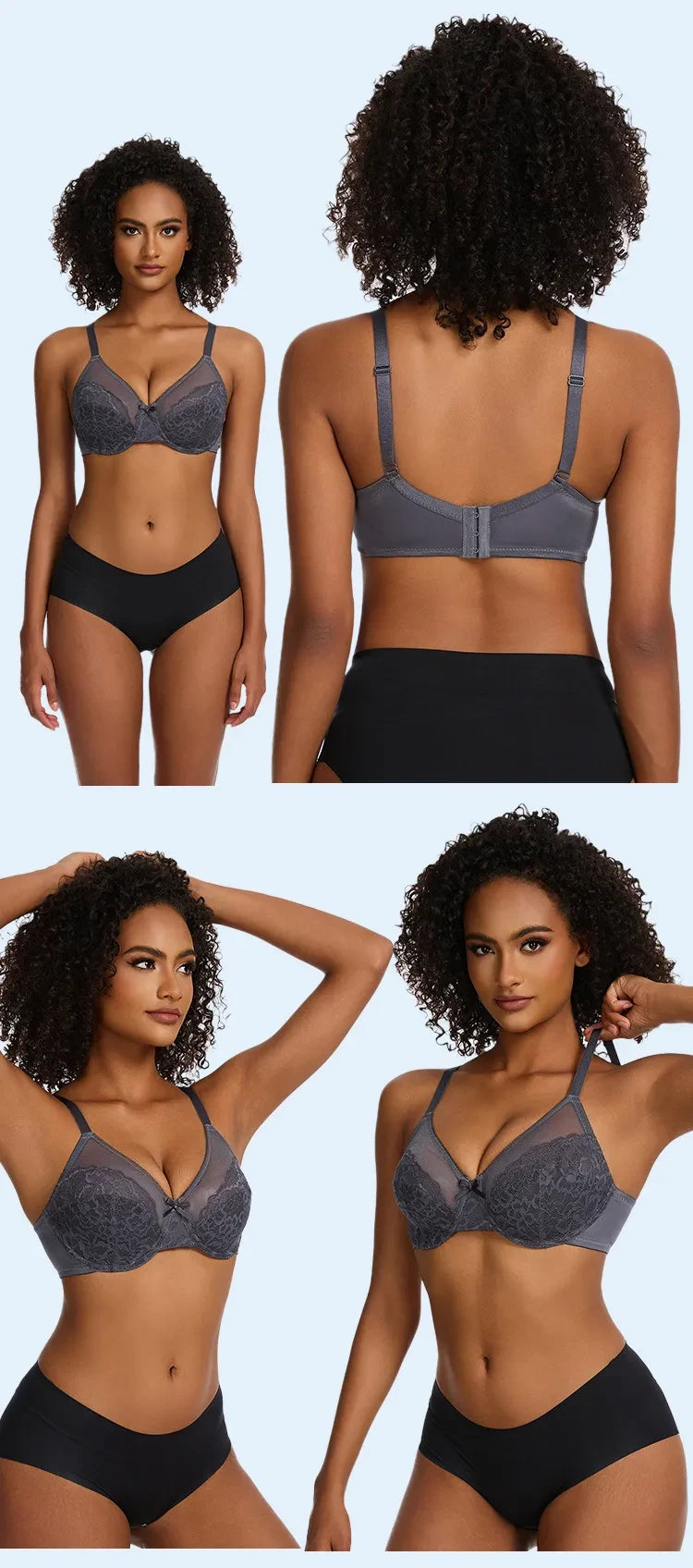 Minimizer Bra, Full Coverage Everyday Support - 34C / Black - Shehealth