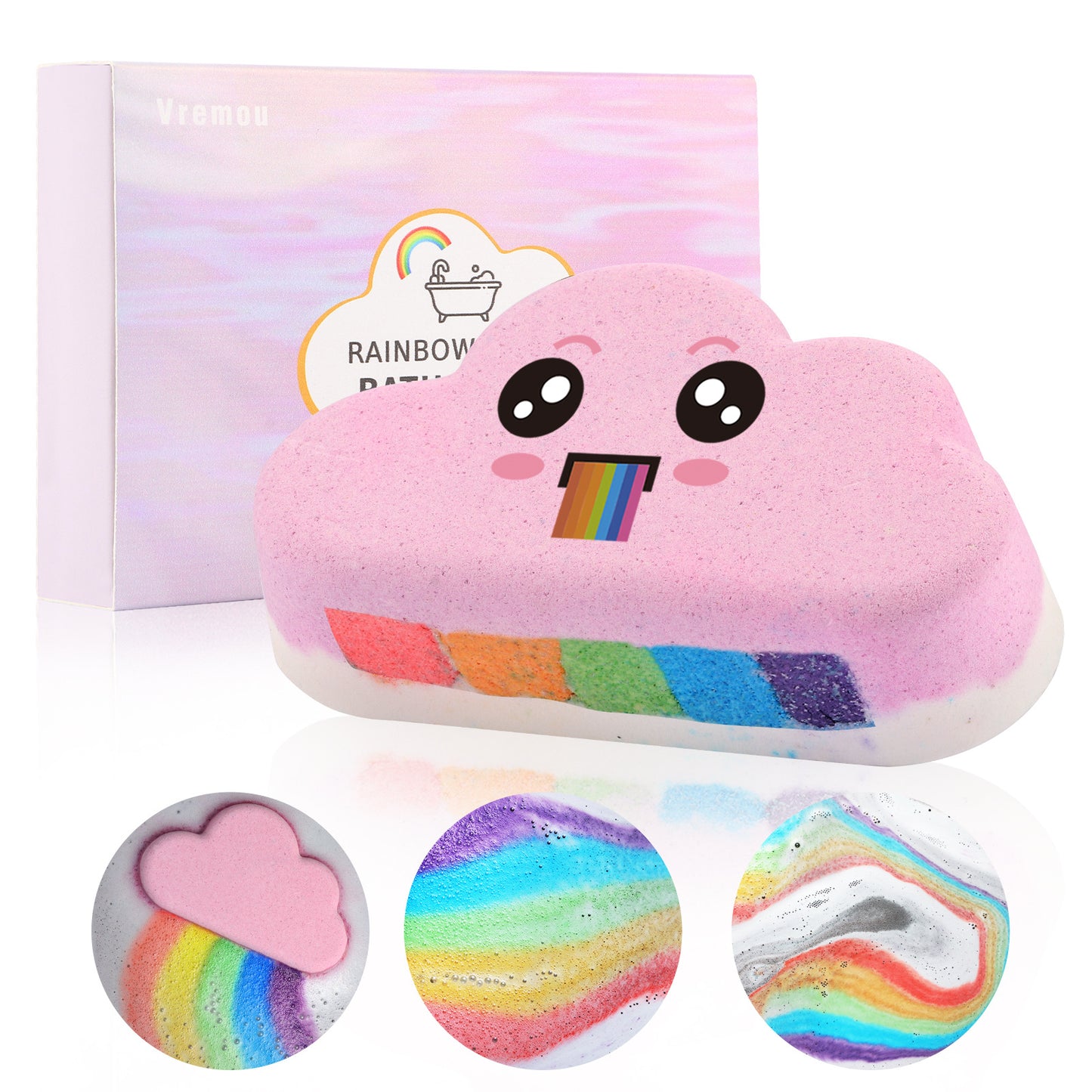Rainbow Cloud Bath Bomb Set - Pink Perfume - Shehealth