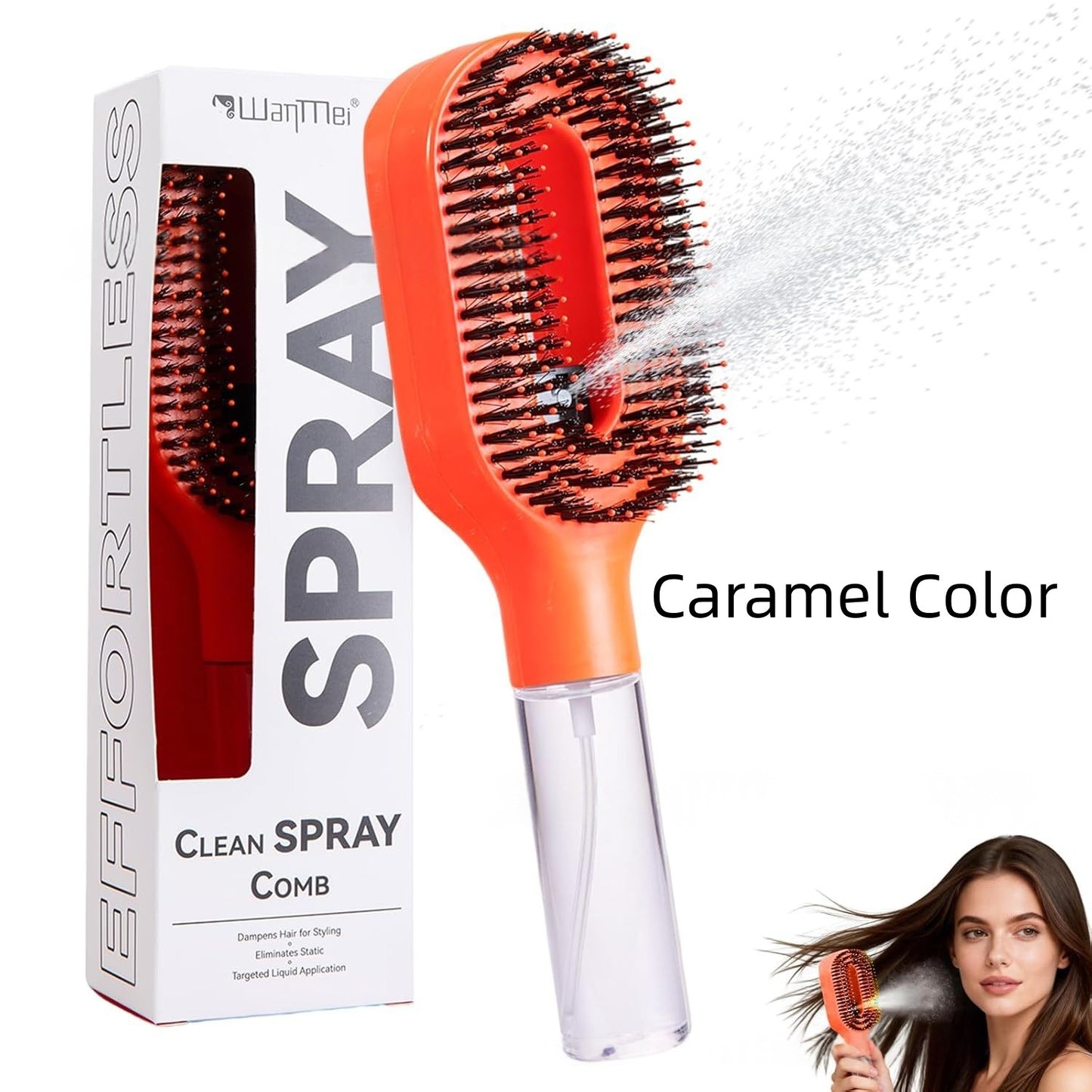 One-Click Spray Hair Brush Anti-Frizz Mist 2-in-1