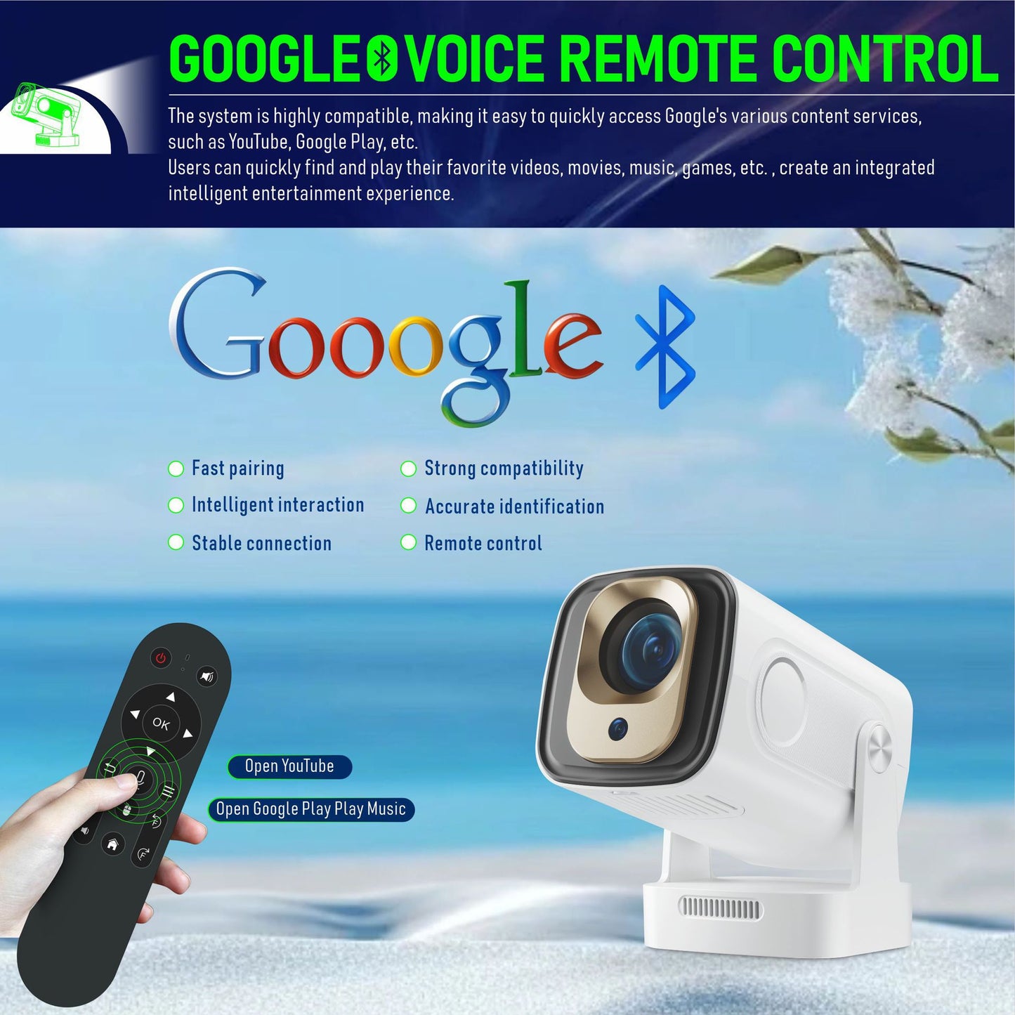 Smart Home Projector, Any Wall or Ceiling