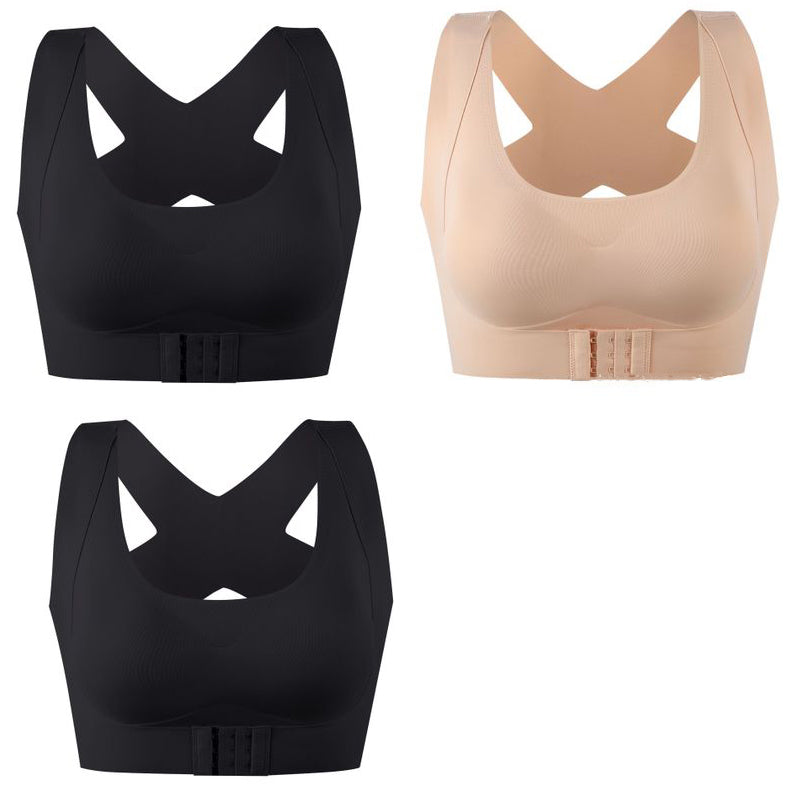 Posture Corrector Bra, Seamless Wire-Free Back Support - BUY 2 GET 1 FREE - Blackx2 + Skin tone / M - Shehealth