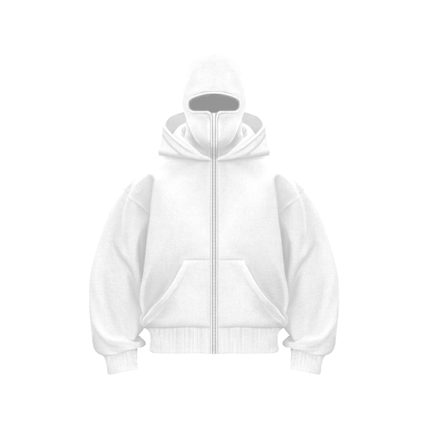 Balaclava Zip Hoodie with Built-In Face Mask - White / S - Shehealth