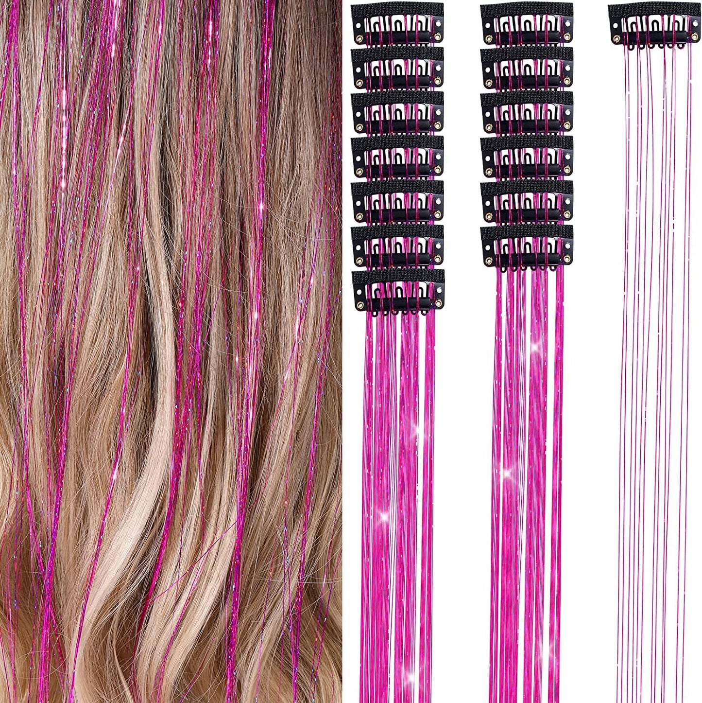 Hair Tinsel Clips - Add Instant Glitter to Your Hair - Rose - Shehealth