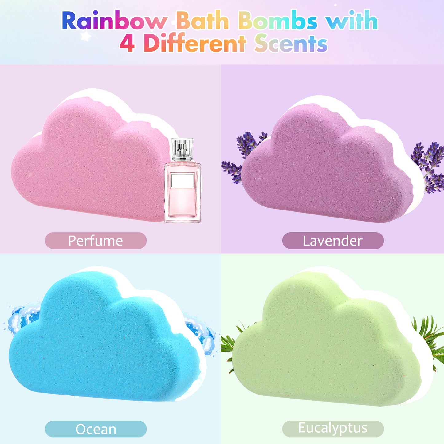 Rainbow Cloud Bath Bomb Set - Blue Ocean - Shehealth