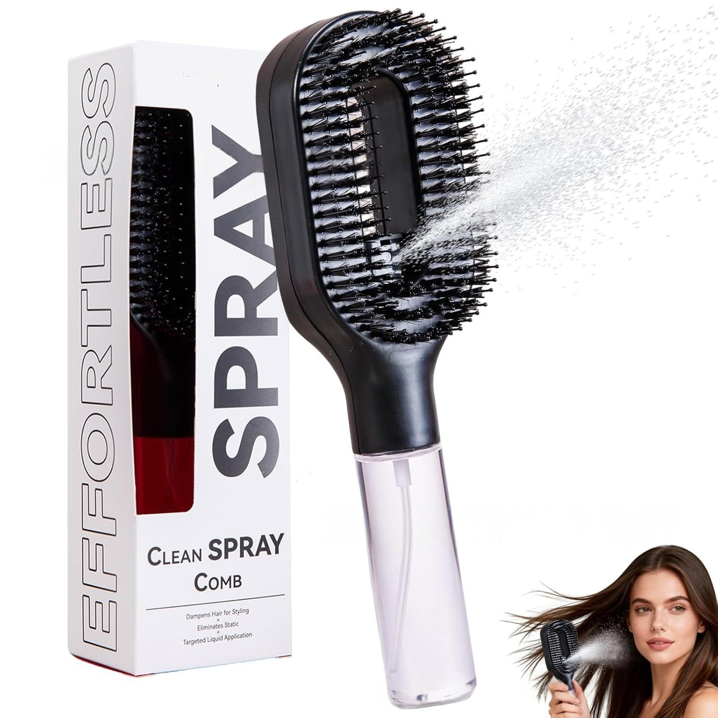 One-Click Spray Hair Brush Anti-Frizz Mist 2-in-1
