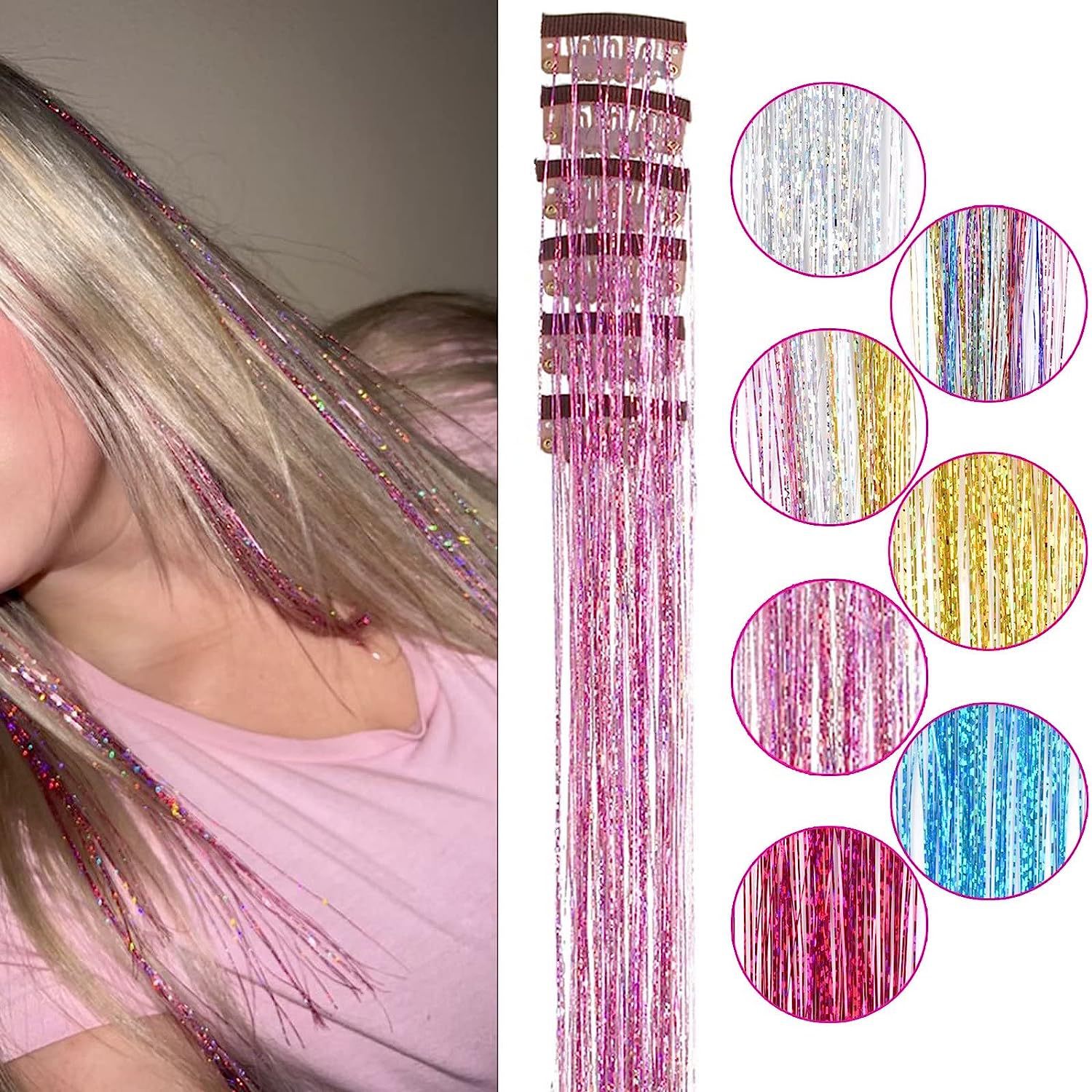 Hair Tinsel Clips - Add Instant Glitter to Your Hair - Coffee - Shehealth
