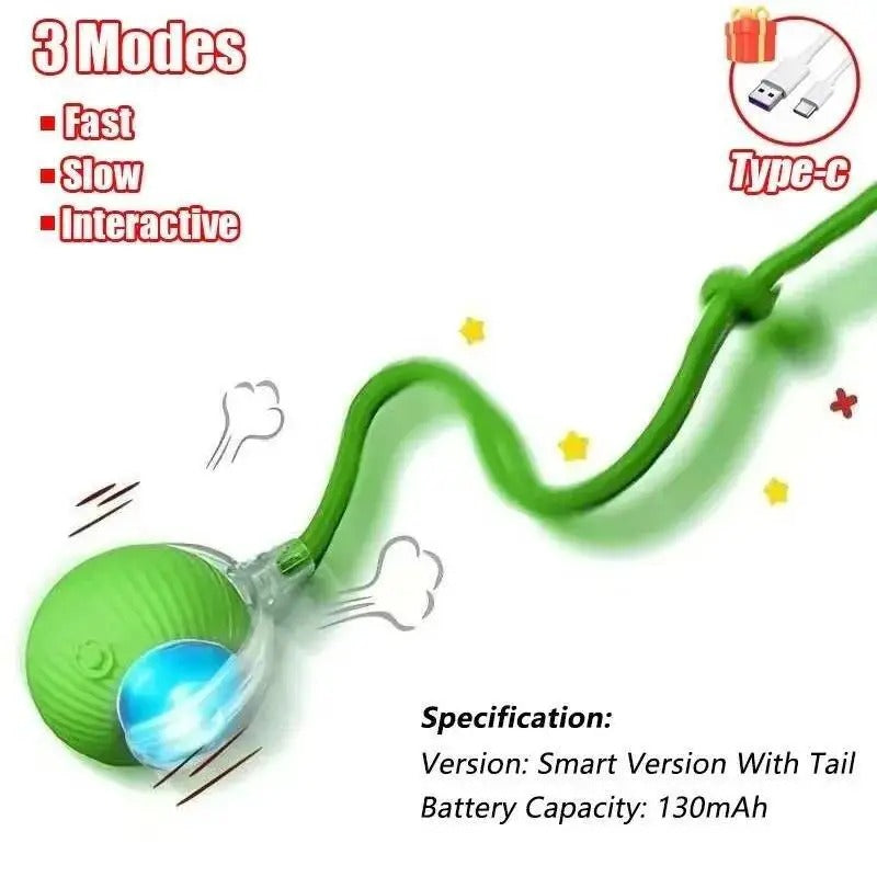Automatic Cat Ball Toy, Runs When Touched - Green - Shehealth