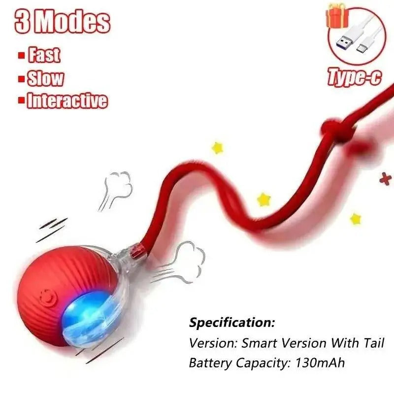 Automatic Cat Ball Toy, Runs When Touched - Red - Shehealth