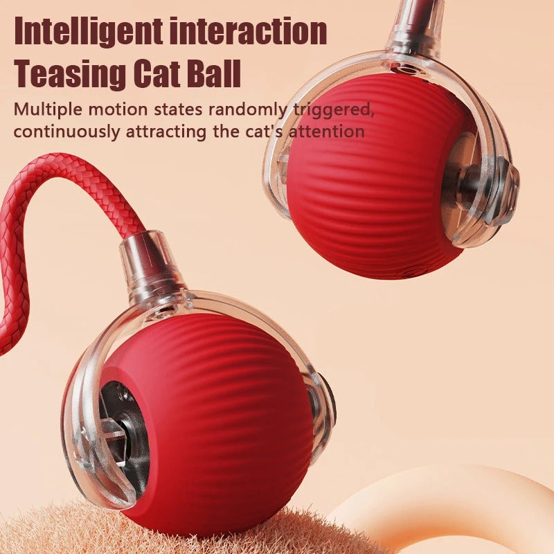 Automatic Cat Ball Toy, Runs When Touched - Red - Shehealth