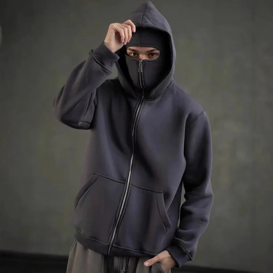 Balaclava Zip Hoodie with Built-In Face Mask - Black / S - Shehealth