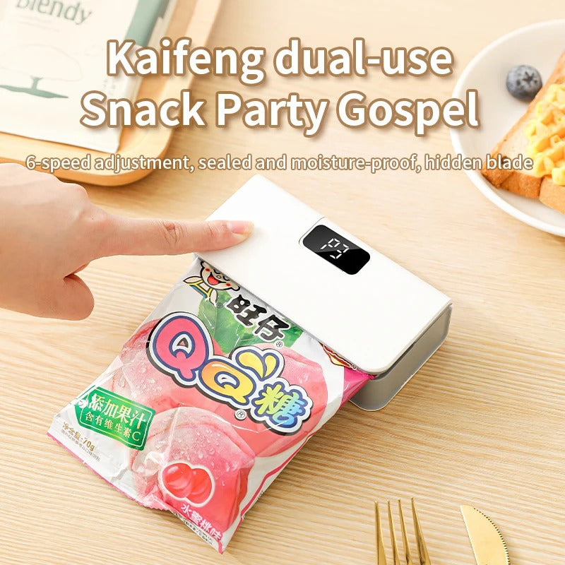 Rechargeable Mini Bag Sealer, 6-Speed Digital Press