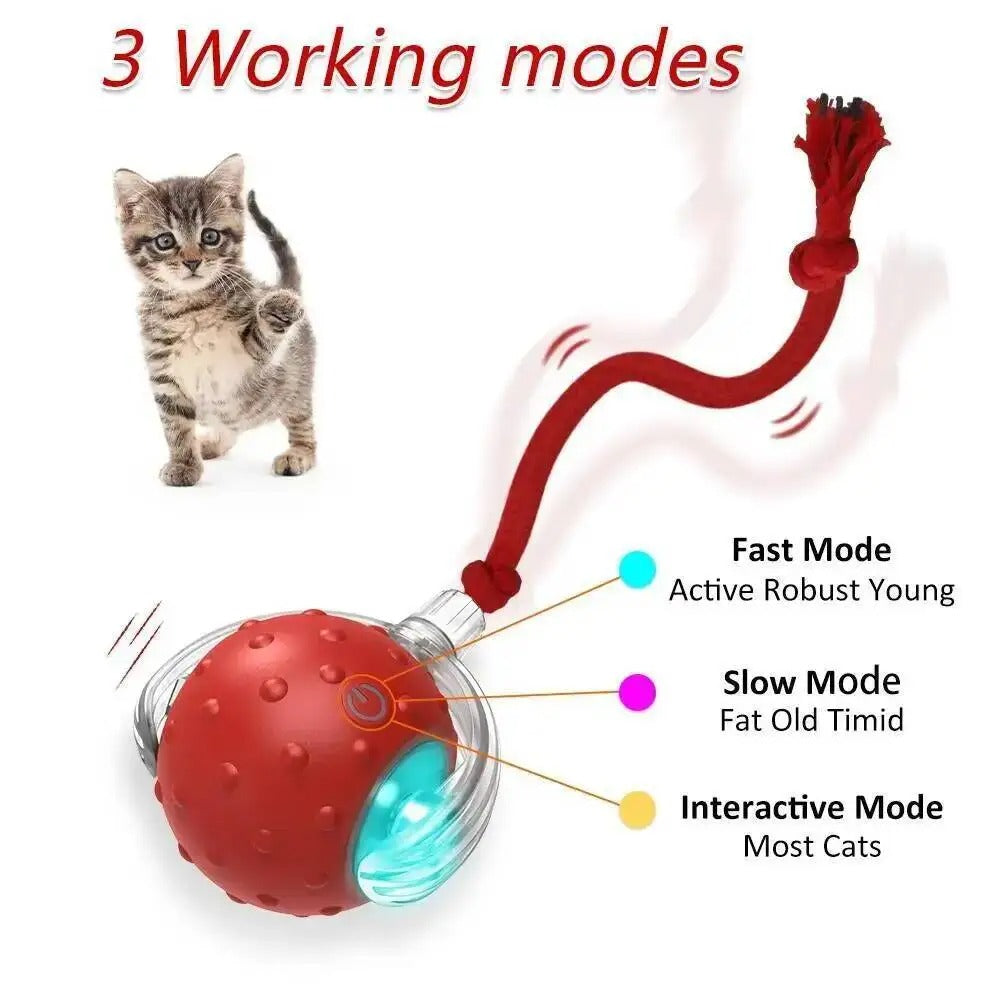 Automatic Cat Ball Toy, Runs When Touched - Red - Shehealth