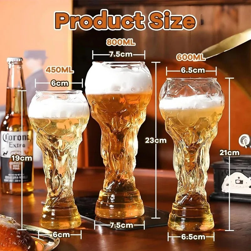 World Cup Trophy Beer Glass, Sculpted Detail