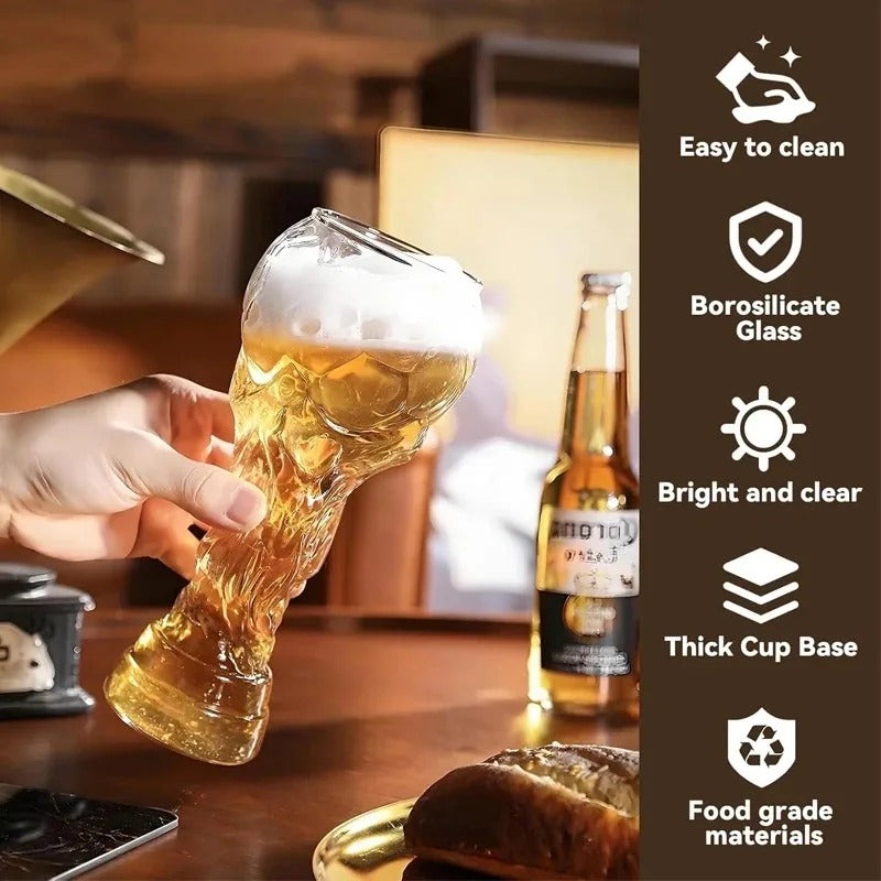 World Cup Trophy Beer Glass, Sculpted Detail