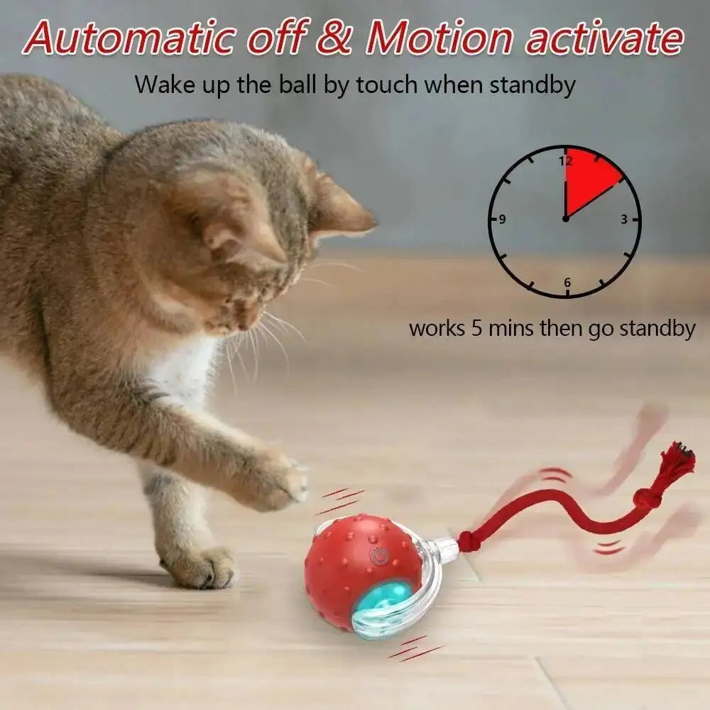 Automatic Cat Ball Toy, Runs When Touched - Red - Shehealth