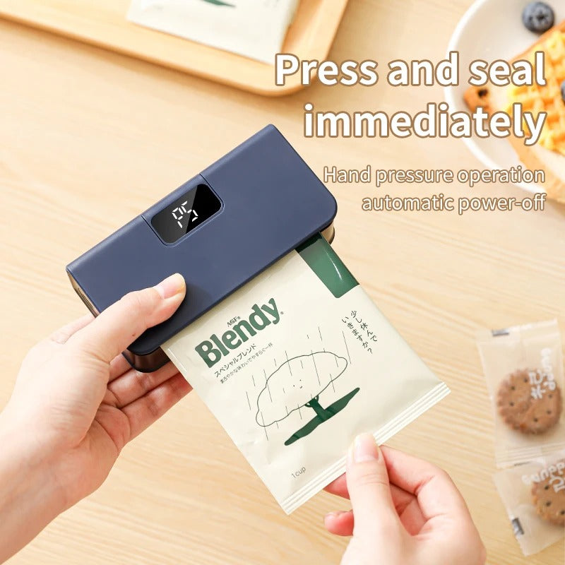 Rechargeable Mini Bag Sealer, 6-Speed Digital Press