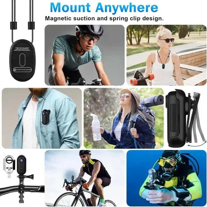 Mini 4K Action Camera For Hands Free POV - Black high end 4K / Without memory card - Shehealth