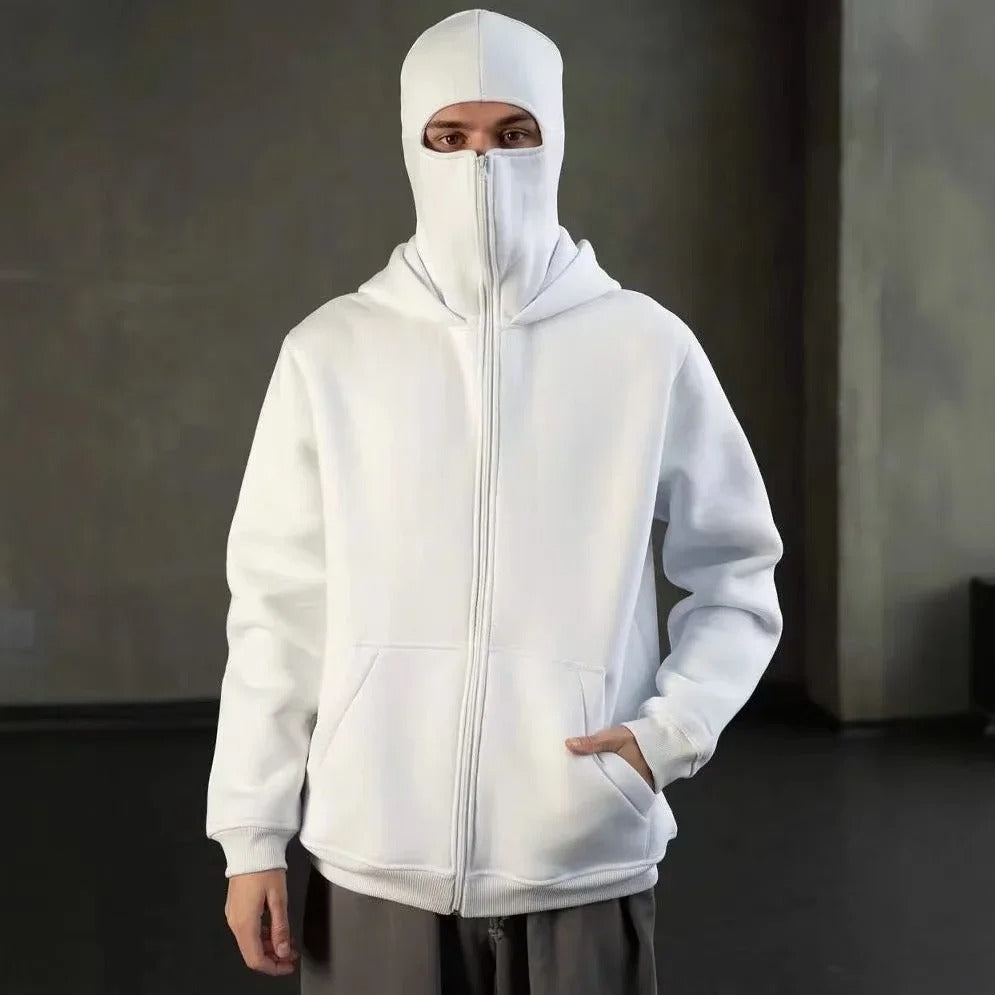 Balaclava Zip Hoodie with Built-In Face Mask - Black / S - Shehealth