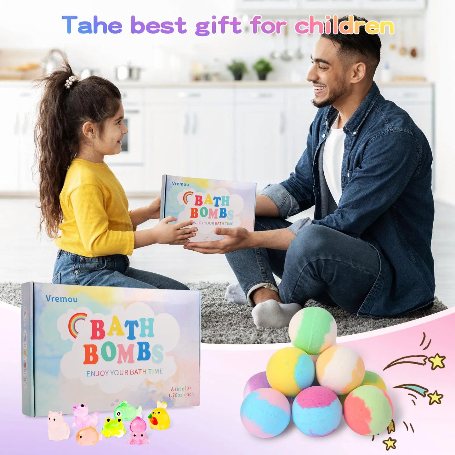 Bath Bombs for Kids with Toy Inside - 24 Pack