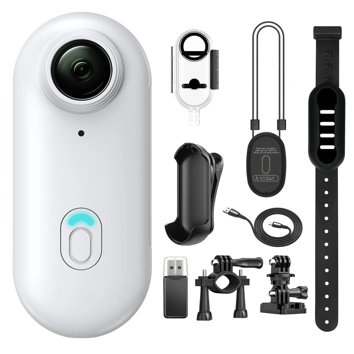 Mini 4K Action Camera For Hands Free POV - White high end 4K / Without memory card - Shehealth