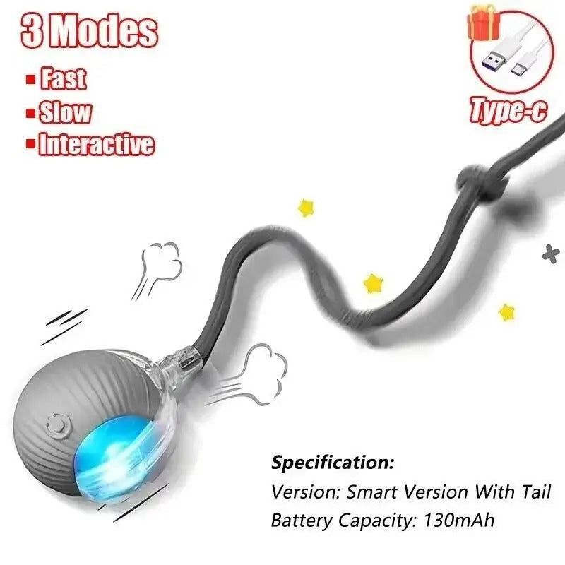 Automatic Cat Ball Toy, Runs When Touched - Gray - Shehealth